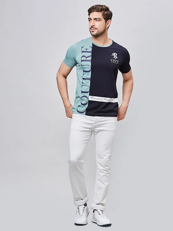 RIVER BLUE navy and light blue cotton men t-shirt