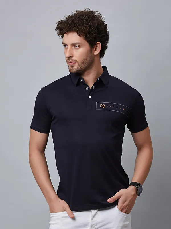 River Blue navy plain polo t shirt