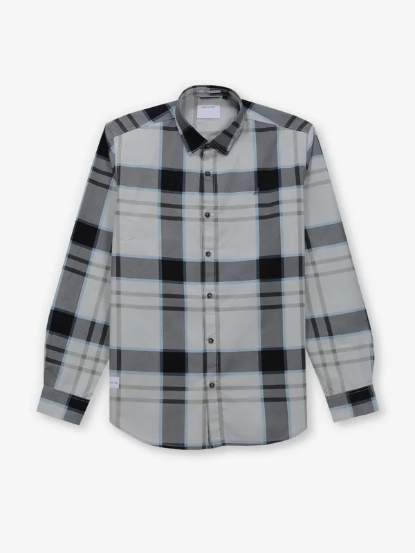RIVER BLUE off-white and blue checks shirt