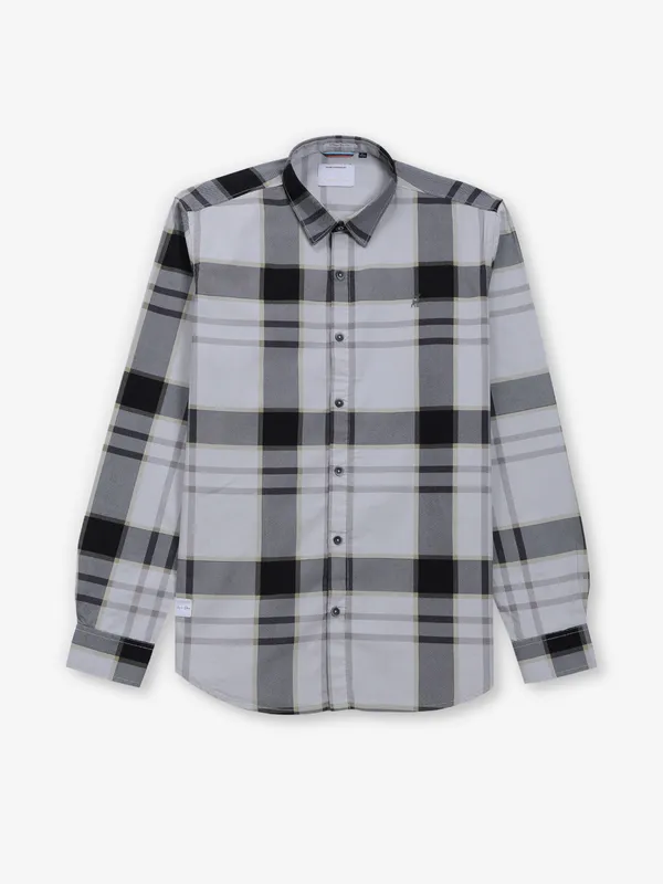 RIVER BLUE off-white and khaki cotton shirt