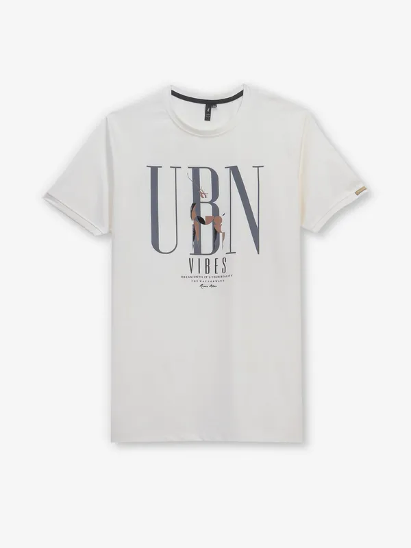 RIVER BLUE off-white printed cotton t-shirt