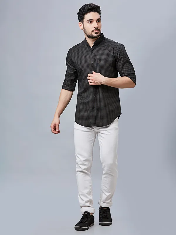 RIVER BLUE olive and blue cotton shirt