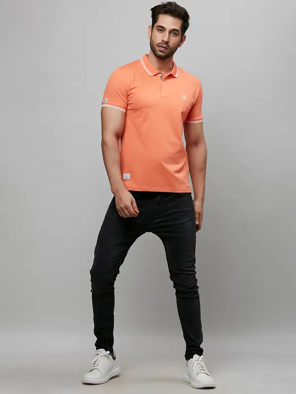 River Blue orange solid t-shirt