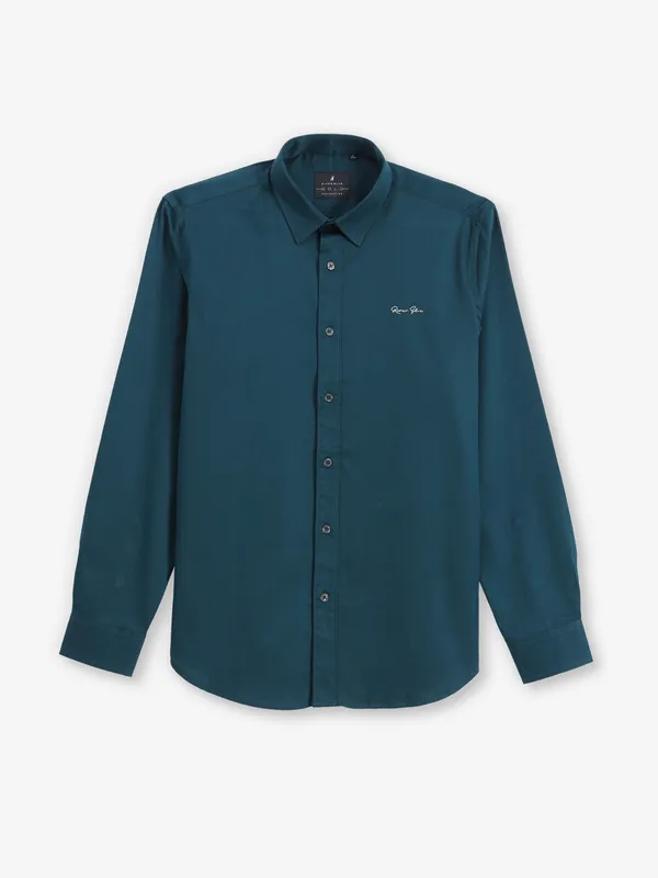 RIVER BLUE peacock blue plain shirt for men