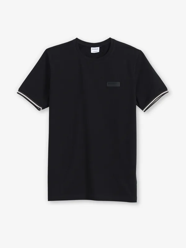 RIVER BLUE plain black cotton t-shirt