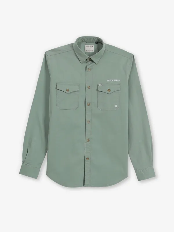 RIVER BLUE plain pista shirt for men