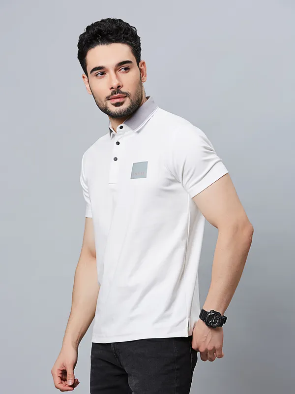 River Blue plain white polo t-shirt