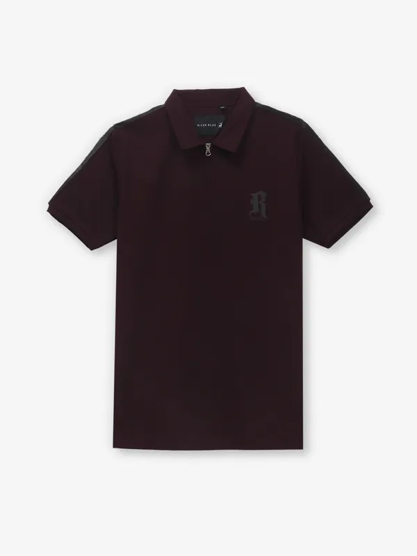 RIVER BLUE plain wine cotton t-shirt