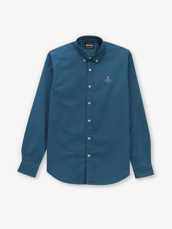 RIVER BLUE rama blue plain button down shirt