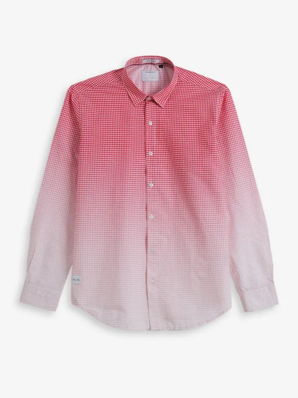 RIVER BLUE shaded pink cotton shirt