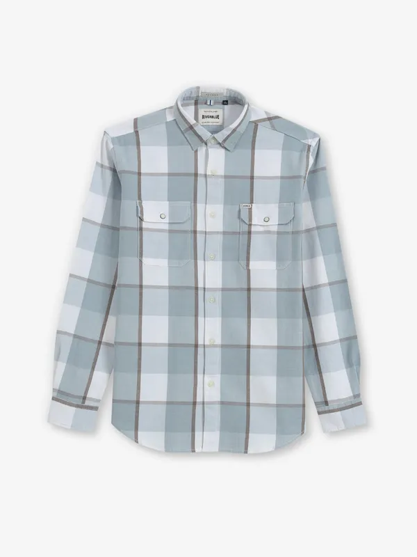RIVER BLUE sky blue checks shirt for men