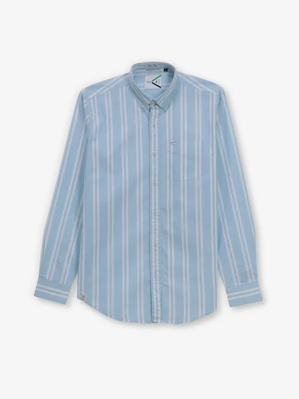 RIVER BLUE sky blue stripe cotton shirt for men