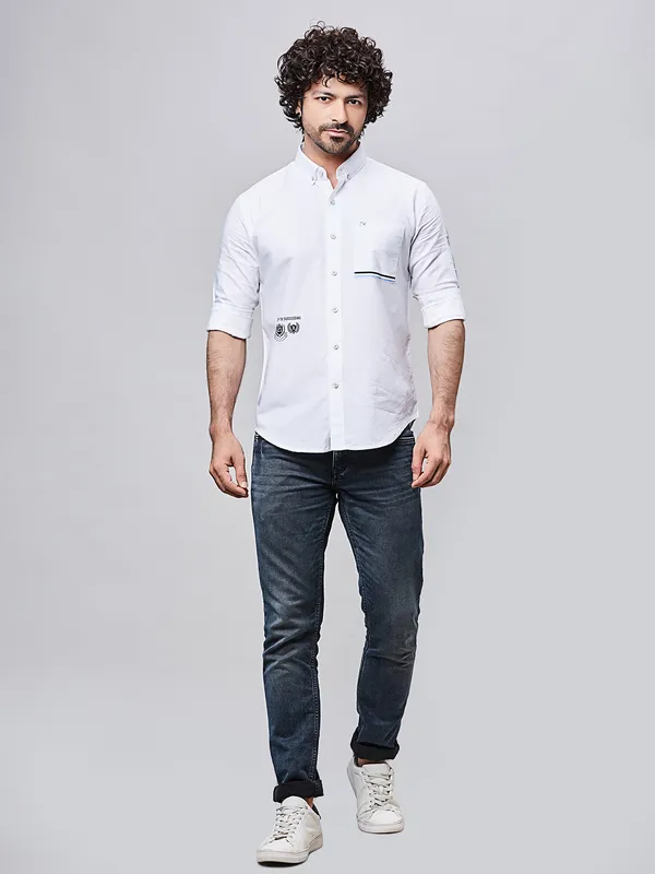 RIVER BLUE slim fit cotton shirt for men