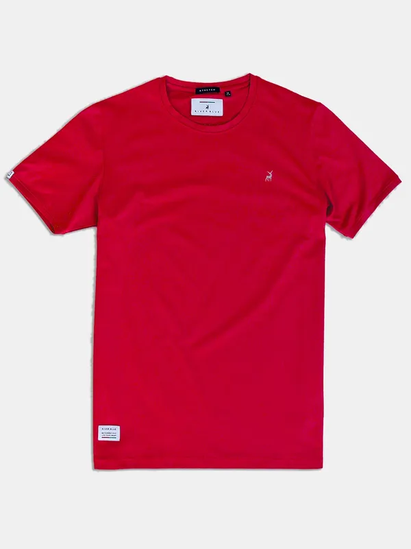 River Blue solid red cotton t-shirt