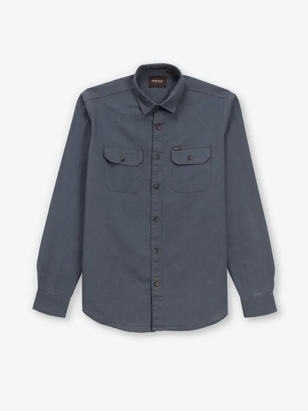 RIVER BLUE stone blue cotton shirt