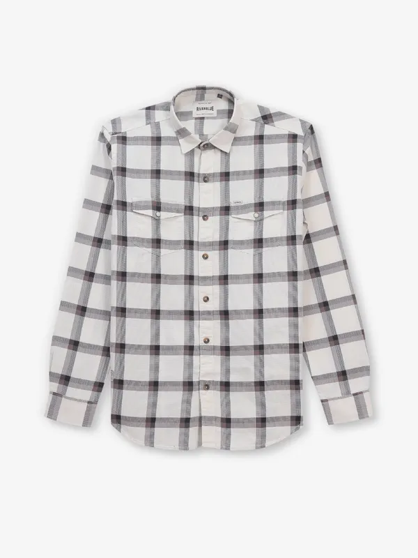 RIVER BLUE white and brown cotton shirt