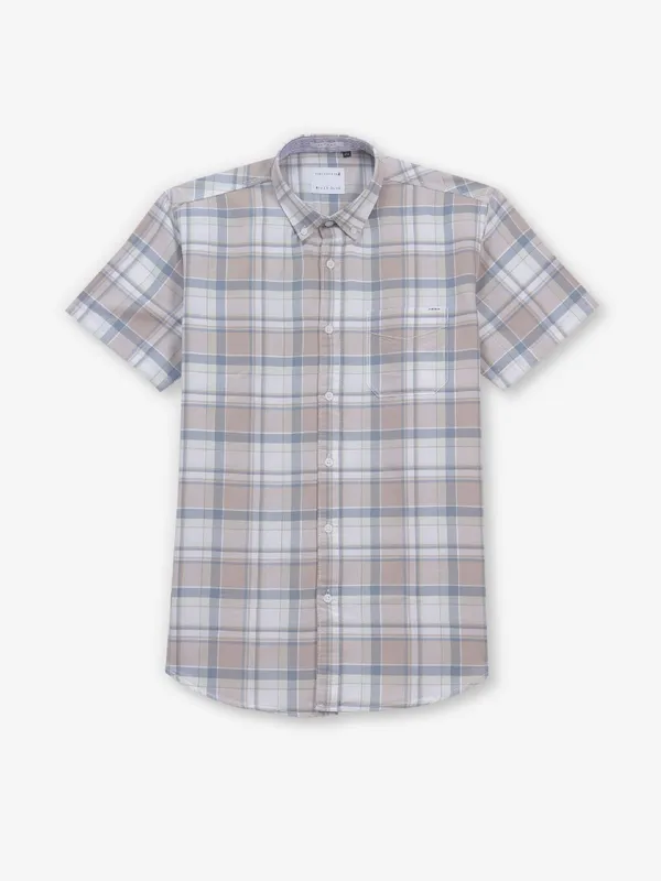 RIVER BLUE white and peach cotton shirt