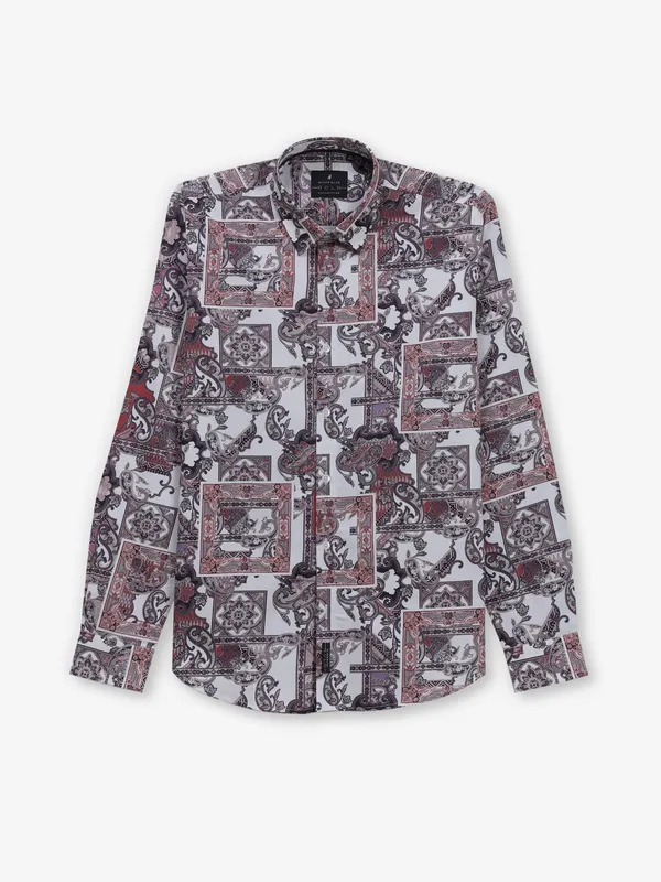 RIVER BLUE wine printed cotton shirt for mens