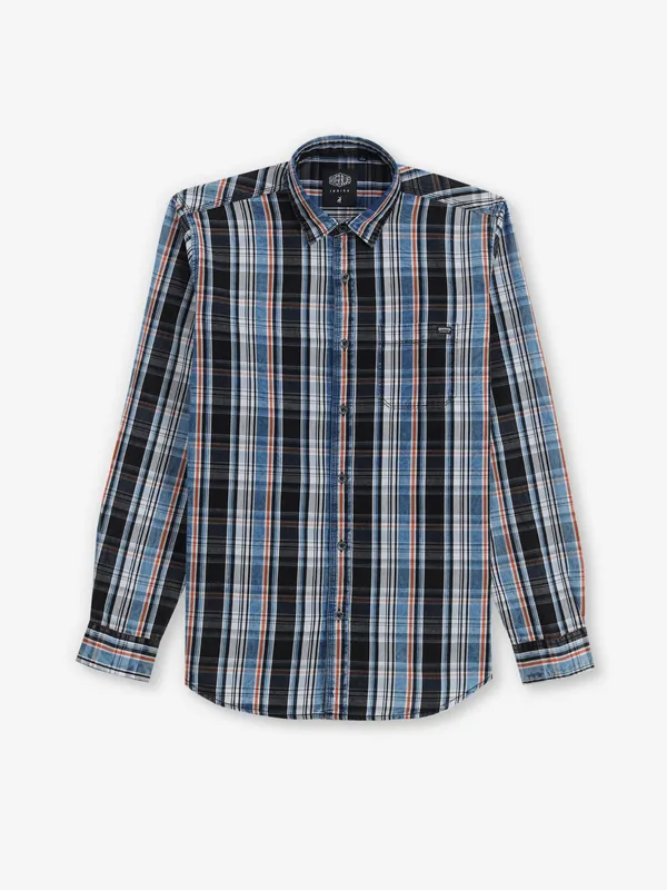 RIVERBLUE orange checks shirt for men