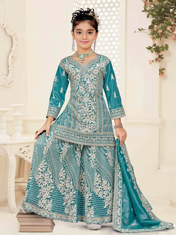 Robin egg blue palazzo salwar suit