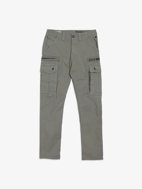 ROOKIES beige slim fit cargo jeans