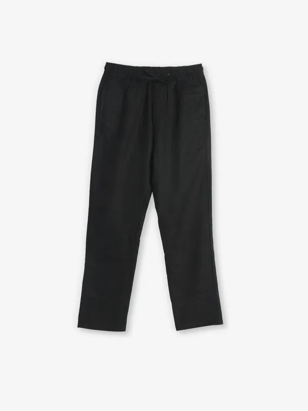 ROOKIES black solid linen track pant