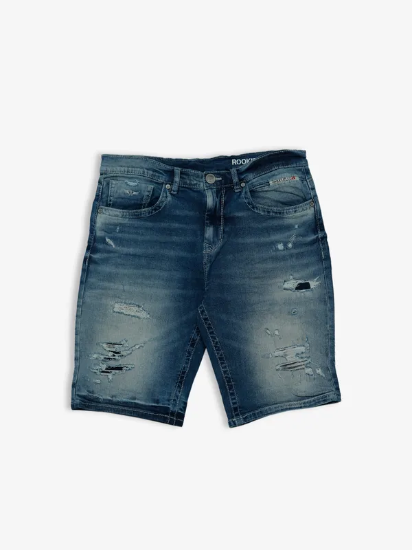 Rookies blue denim slim fit shorts