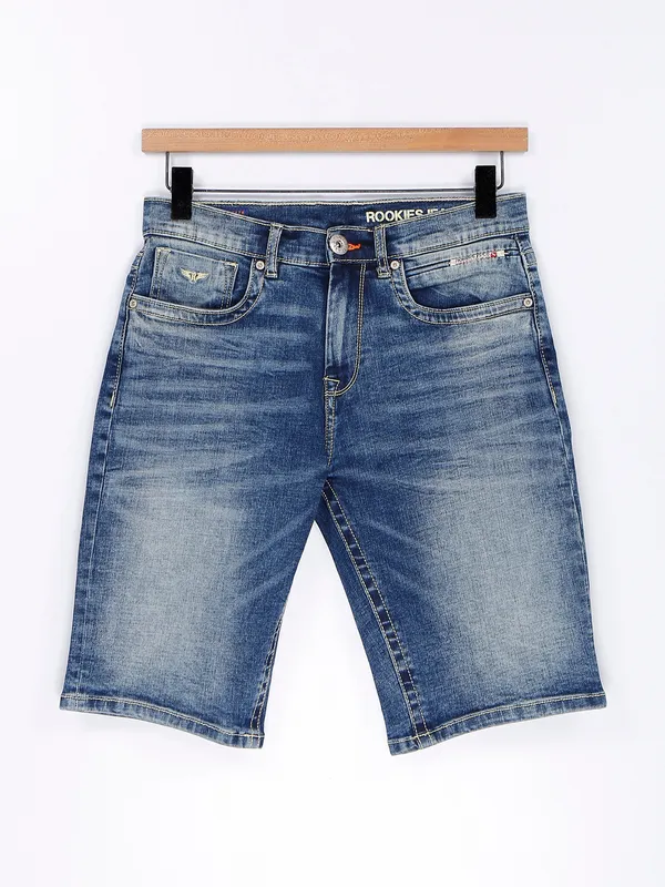 Rookies blue washed denim shorts