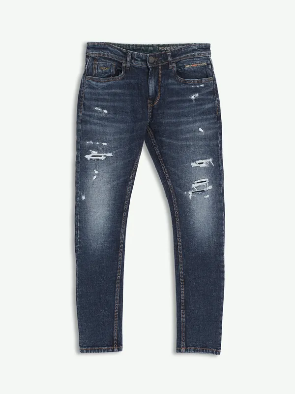 Rookies dark navy washed and ripped jeans