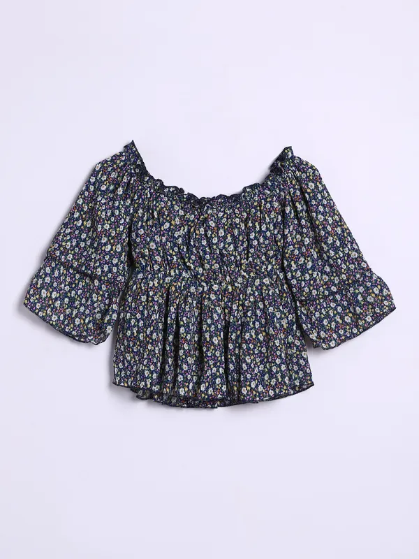 Roxy navy floral printed top