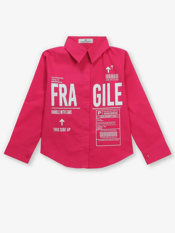 ROXY pink printed full sleeve shirt