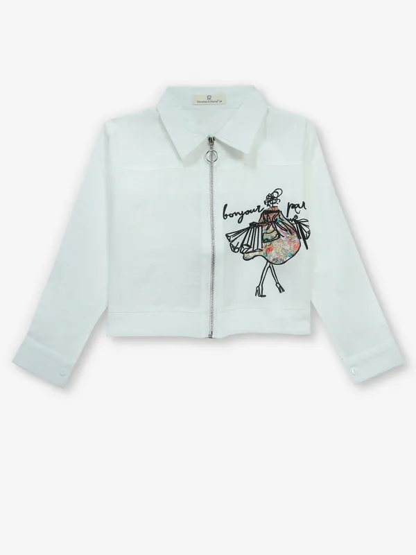 ROXY white printed cotton crop top
