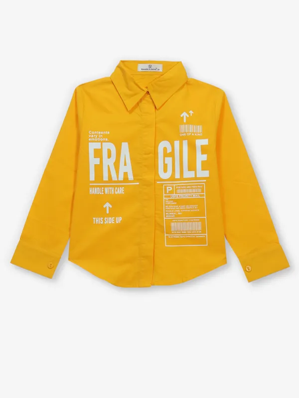ROXY yellow printed cotton shirt
