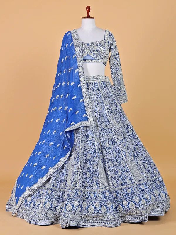 Royal blue heavy work lahenga choli