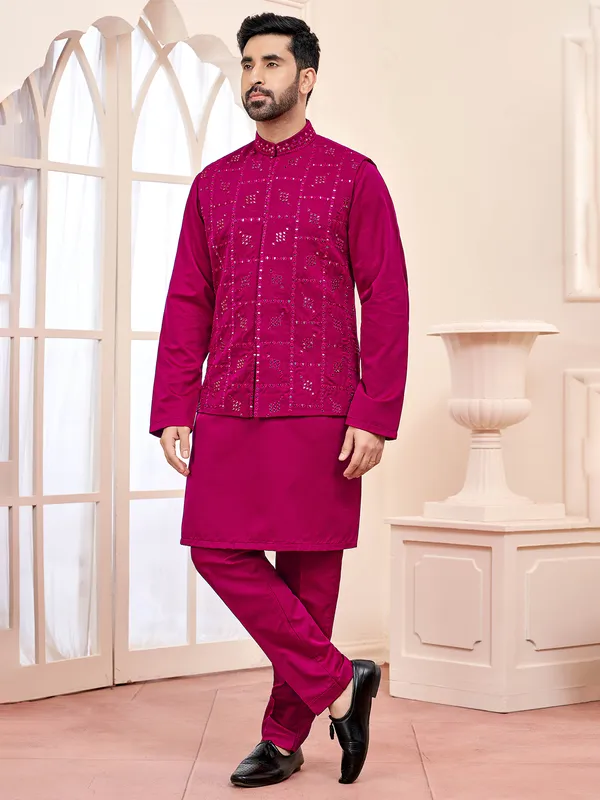 Royal rani colour waistcoat set for weddings and festivals