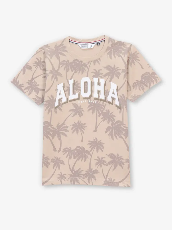 RUFF beige cotton printed t-shirt for boys