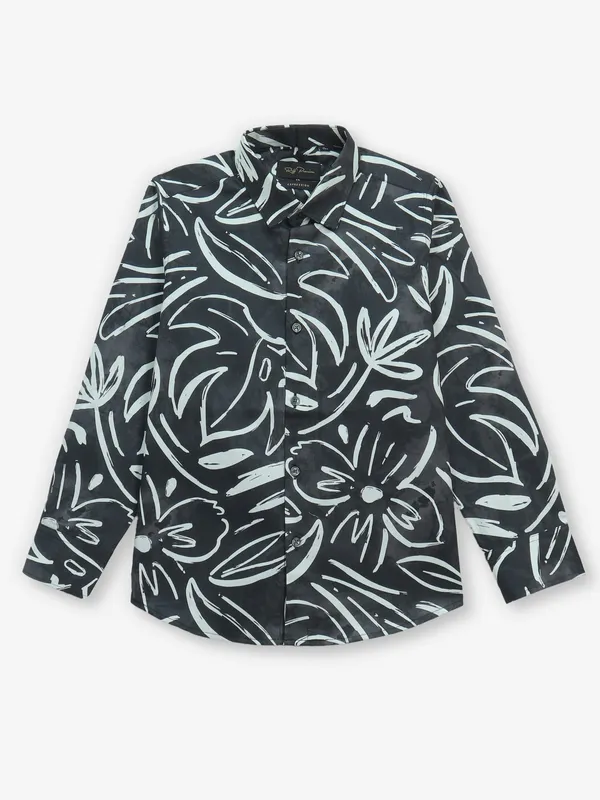 RUFF black printed silk shirt for boys