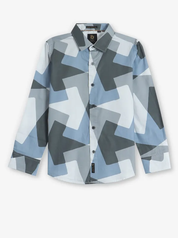 RUFF blue printed cotton shirt