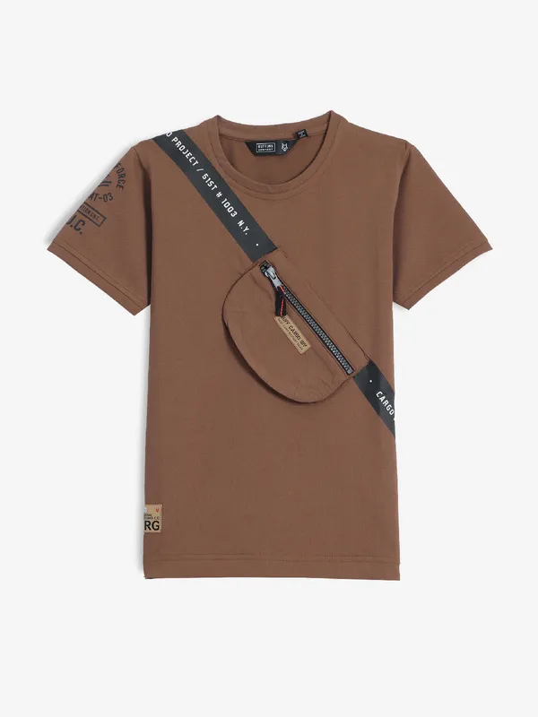 RUFF brown plain cotton t-shirt