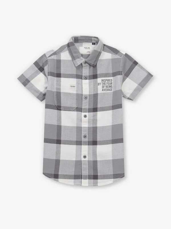 RUFF grey checks cotton shirt for boys