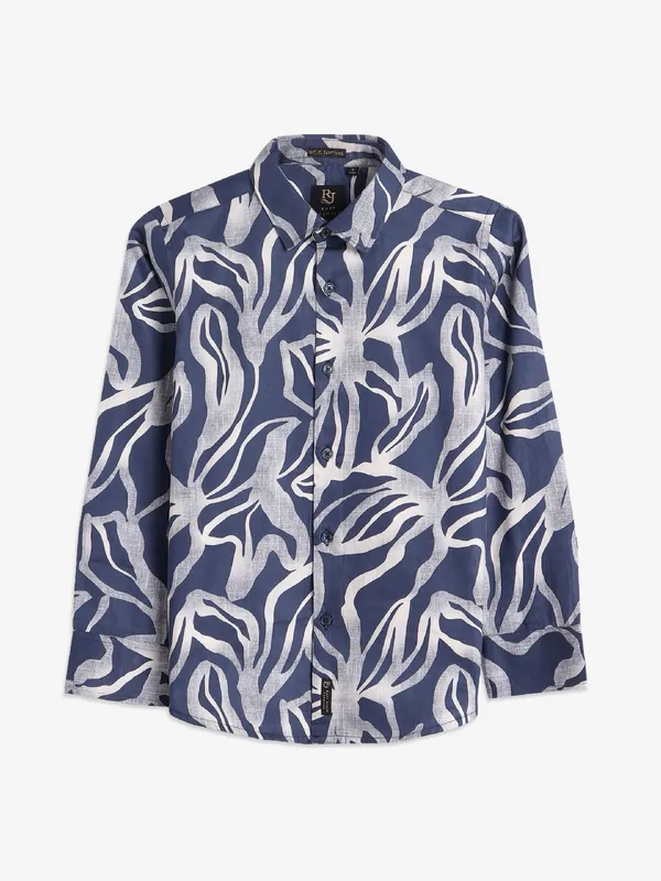 Ruff latest printed navy cotton shirt