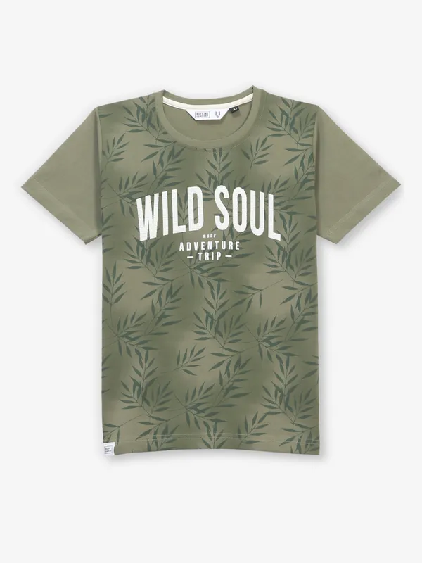 RUFF light olive cotton printed t-shirt