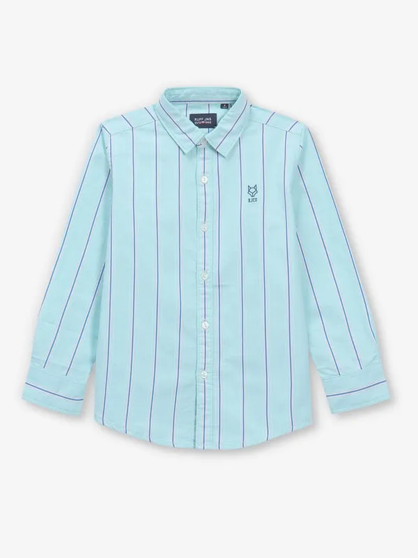 RUFF mint blue stripe cotton shirt