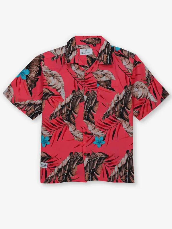 RUFF printed pastel red shirt
