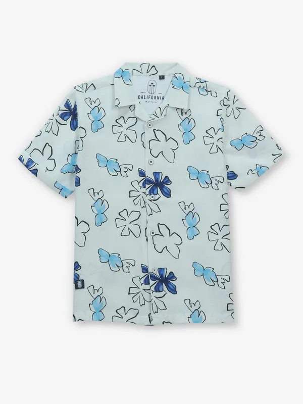 RUFF printed white cotton shirt for boys