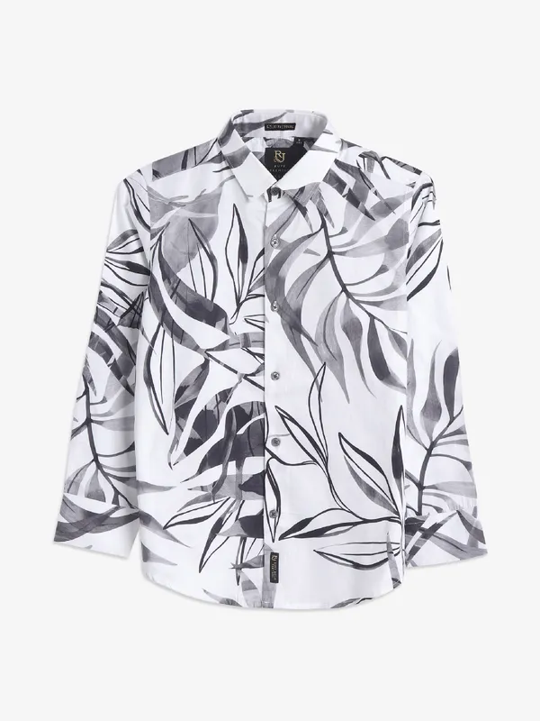 Ruff printed white full sleeve shirt