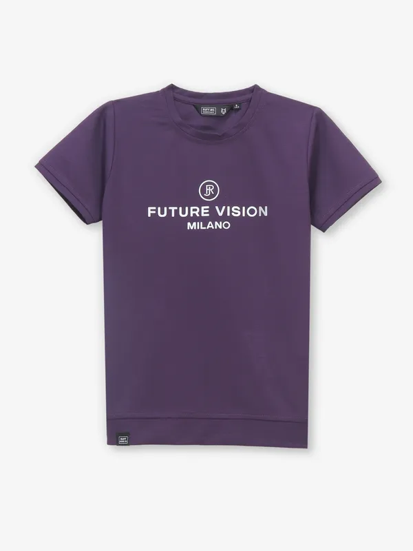 RUFF purple printed cotton t-shirt