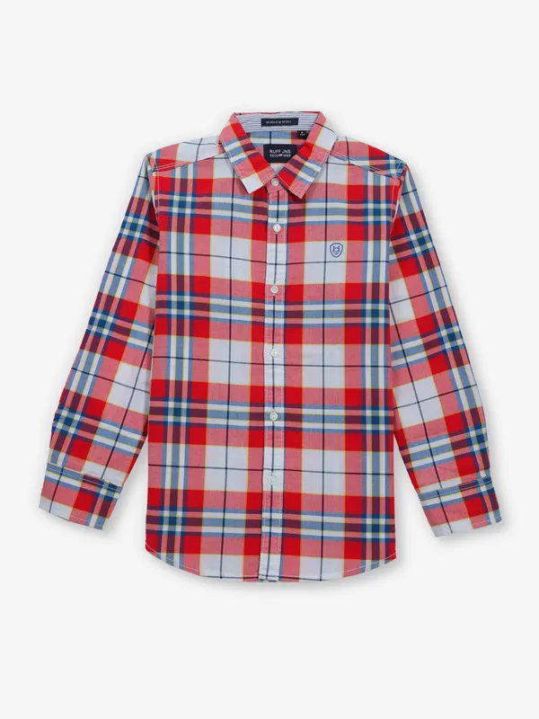 RUFF red checks cotton full sleeve shirt