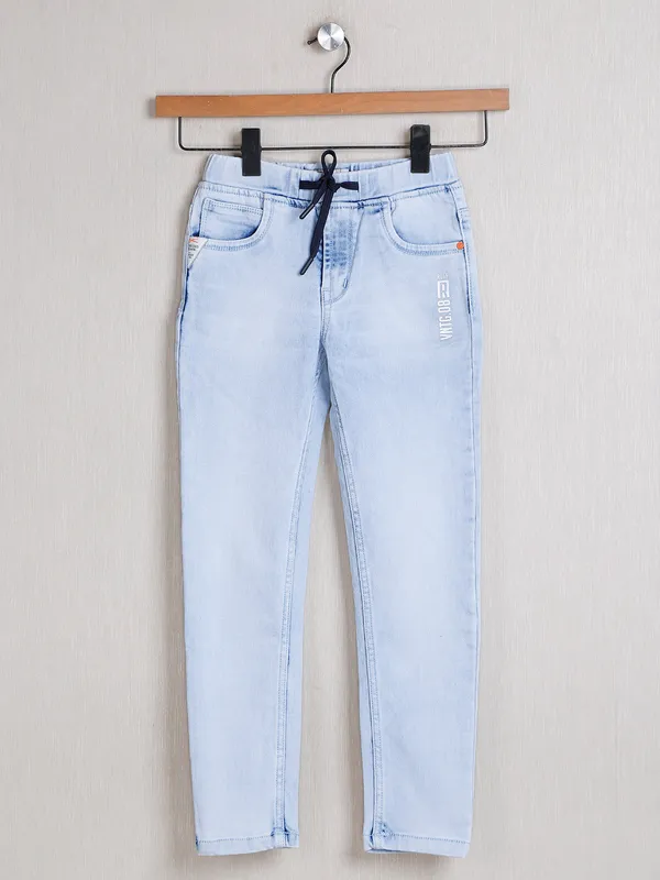 Ruff sky blue denim solid jeans