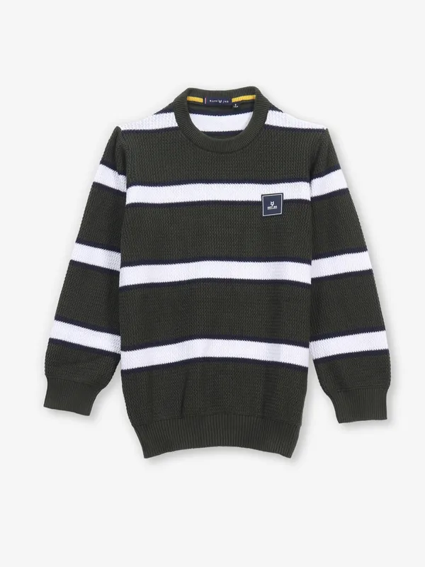RUFF striped forest green knitted t-shirt